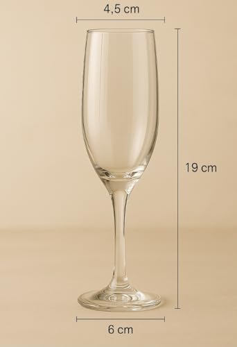Jogo de 6 Taças de Champanhe para Brindes Casamentos e Festas Premium Elegante Durável Transparente Resistênte (Taças de Champanhe em Vidro)