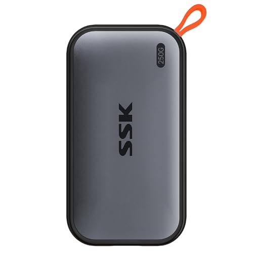 SSK SSD Festplatte Extern 250GB, bis zu 1050MB/s, Portable Externe NVME SSD
