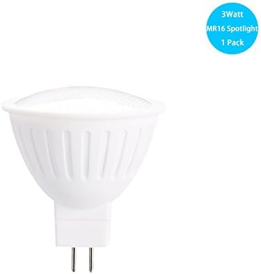 Bi-Pin Base 3Watt LED MR16 Spotlight Bulbs Landscape and Indoor Flood 5000K Daylight White 25Watt GU5.3 Base Halogen Bulbs 12-Volt Light Bulbs 300lumen 120Degree Beam Angle Non Dimmable(Pack of 1)