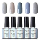 FairyGlo Grey Nail Polish 5PCS UV LED Soak Off Nail Art Kit Beauty Gel Manicure Decor Salon Gift Set 10ml 001