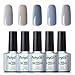 FairyGlo Grey Nail Polish 5PCS UV LED Soak Off Nail Art Kit Beauty Gel Manicure Decor Salon Gift Set 10ml 001
