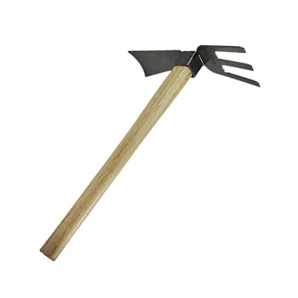 Cabilock Gartenhacke Kleinhacke Doppelkopf Hacken Stahl Spatengabel mit Holzgriff Grabegabel zum Umgraben und Auflockern… – Bild 6
