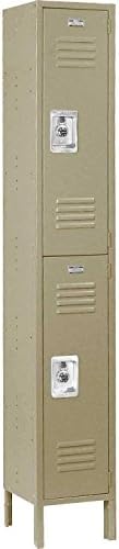 Nexel ID152KDTN Infinity Steel Locker with Catch-Free Recessed Handle, 2-Door, 12" Width x 36" Height x 15" Depth, Powder Coat Finish, Tan