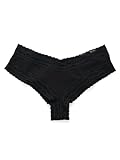 Victoria's Secret Women's cotton lingerie Lace -Waist Cheeky Panty Medium Black