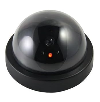 FAB Innovations Dummy Security CCTV Dome Camera with Blinking Red LED Light Realistic Looking for Home Office Security {Black }