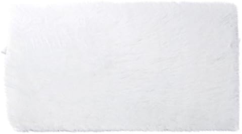 RugMall Rectangle Faux Fur Shaggy Rug 20 by 31 Inch Color White