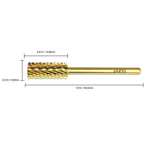 Pana 3/32" Safety Nail Carbide Bit - Gold Small Barrel Head (Grit: Extra Coarse - XC) for Electric Dremel Drill Machine