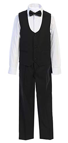 Boys Premium Paisley Patterned and Solid Shawl Lapel Tuxedos - Many Colors (2, White with Black Solid)