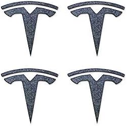 Car Front Side Turn Signal Cover Indicator Camera T-Logo Vinyl Decal Stickers Exterior Decoration Compatible with Tesla Model S X Y 3 (Metallic Silver) 4 Pieces