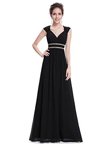 Ever Pretty Womens Sexy V-Neck Sheer Open Back Long Military Ball Dress 16 US Black Ever Pretty Womens Sexy V-Neck Sheer Open Back Long Military Ball Dress 16 US Black