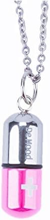 Stainless Steel Pill Capsule Cross Necklace Tube Urn Keepsake Cremation Ashes Memorial Pendant 22 Inch, Silver Pink