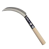 KEYI Grass Sickle,Saw Tooth Sickle, Hand held Sickle Tool,Harvest Sickle with Wooden Handle, Light Serration, 6.5-Inch Stainless Steel Blade