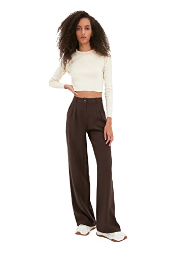 TRENDYOL Damen Braune Geräumige Hose Pants, Braun, 40 EU