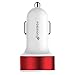Dual Port USB Car Charger, Fosmon High Speed (2.4A + 1.0A) USB Car Charger for Apple iPhone 7/7 Plus/SE, Galaxy S7/S7 Edge, Note 5, Google Pixel, Moto G4 Plus, HTC 10, LG V20/G5 (White/Red)