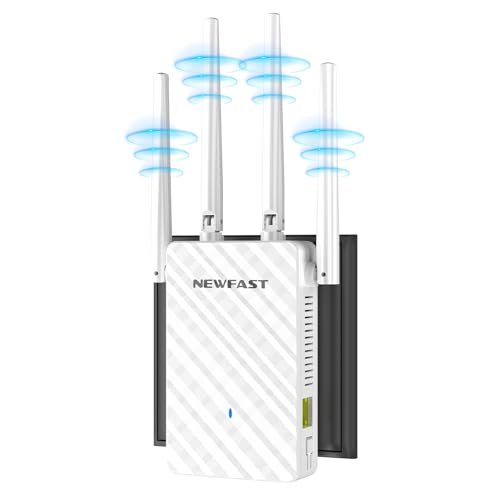 NEWFAST WiFi Signal Amplifier WiFi Repeater, 300Mbps 2.4GHz Wi-Fi Extender with 4 High Gain Antennas, Wi-Fi Amplifier LAN Port, WPS, 4 Mode