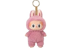 PARTZO Kawaii Plush Toys Labubu Keychain 6.67IN, Cute Pink Labubu Doll Plush Keychain, Collection Toy Monster Series Keychains, Labubu Accessories Hanging Pendant for Backpack, Car, Bag