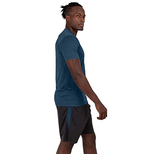 Alive Men's Tee Shirt Active Quick Dry Workout Short Sleeve Shirts Crew Neck (Large, Nautilus Heather-V Neck) - Thumbnail 3