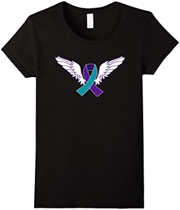 Womens Suicide Awareness Shirt Wings and Ribbon Suicide Prevention Large Black