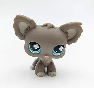 N/N Littlest Pet Shop, LPS Toy Lovely Gray Chihuahua Puppy Dog Blue Eyes Toys