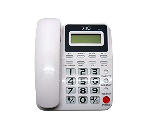 takestop® Telefono Fisso con Tasti Grandi Schermo Illuminato Vivavoce Casa Ufficio Hotel Colore Casuale