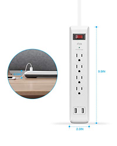 image for KMC 4-Outlet Surge Protector Power Strip, Overload Protection, 2-Foot 