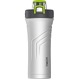 THERMOS Vacuum Insulated Stainless Steel Shaker Bottle with Integrated Stationary Mixer, 24-Ounce, Stainless Steel
