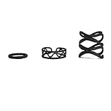 Ularmo 2015 Womens Punk Black Stack Plain Above Knuckle Ring Midi Finger Tip Rings Set