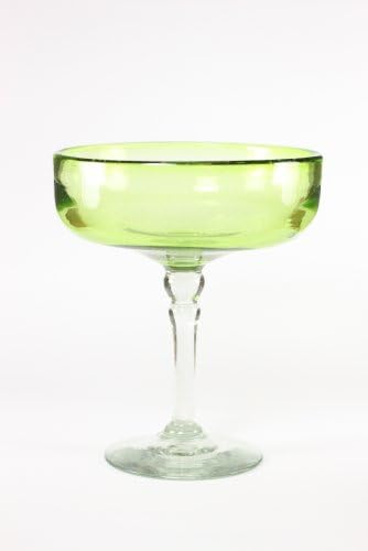 VIVAZ Bolitas Margarita Glass, Champagne Saucer Style, Lime Recycled Glass, Set of 4