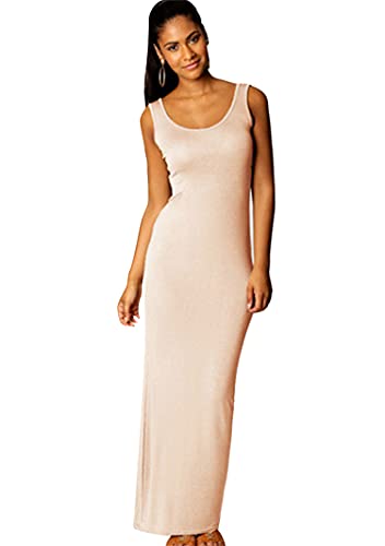 YMING Women Sleeveless Maxi Dress Stretch Slim