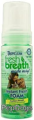 TROPICLEAN Instant Fresh Breath Foam 4.5 fl oz Dental Clean Pet Dog Cat Teeth