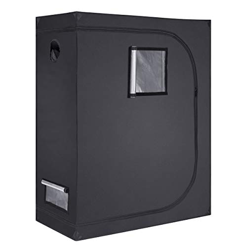 Growtent Garden 48"x24"x60" Reflective 600D Mylar Hydroponic Grow Tent with Observation Window and Floor Tray for Indoor Plant Growing and Grow Light 4'x2'