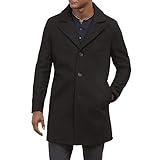 Kenneth Cole New York Men's Single Breasted Wool Walker Coat, Black, X-Large