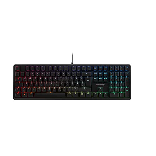 CHERRY G80-3000N RGB, Mechanische Gaming-Tastatur mit RGB-Beleuchtung, Deutsches Layout (QWERTZ), Kabelgebunden, Original MX Silent RED Switches, Schw