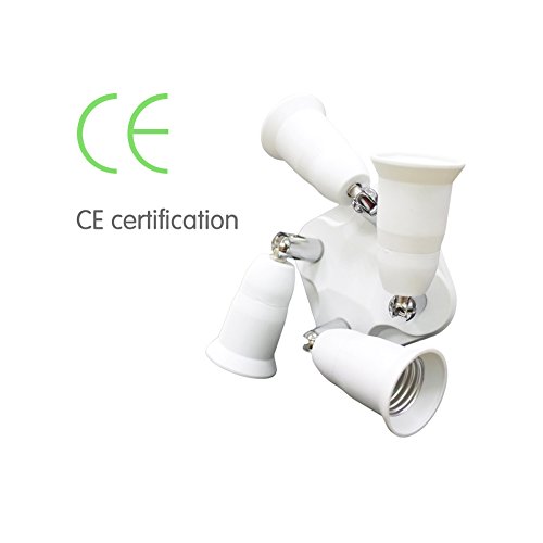DiCUNO 4 in 1 E26/E27 Splitter Socket Adapter, E26/E27 Standard LED Bulbs Holder, Converter Chandelier Socket with 360 Degrees Adjustable 180 Degree Bending - Thumbnail 5