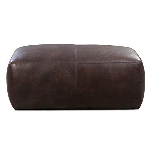 POLY & BARK Denver Leather Ottoman in FullGrain SemiAniline Italian