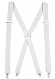 Hold'Em Suspender for Men X-Back Adjustable Straight Clip - White (Regular 46" Long)