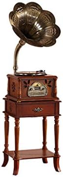 GOM Gramophone, Turntable Vinyl Record Player Stereo Speakers Tone Control 33/45/78 RPM RCA Ouput Oak Base Phonograph GOM-001 (Color : Brown, Size : 45cm35cm158cm)