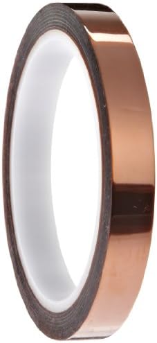 Polyimide Masking Tape, 3" Core, -269 to 400 Degree C Performance Temperature, 30 lbs/inch Tensile Strength, 1 mil Thick, 36 yds Length x 1/2" Width
