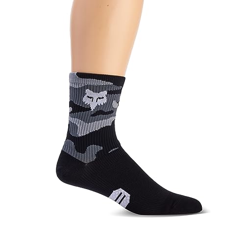 Fox Racing 6" Ranger Sock – chaussettes VTT – MTB – zones en mesh respirantes – confort grâce au talon et aux orteils rembourrés – tricot côtelé antidérapant – Black Camo, taille: XS/S