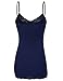 RT1004 Ladies Adjustable Spaghetti Strap Lace Trim Long Tunic Cami Tank Top Navy S