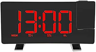 nago0 Projection Alarm Clock - USB Charging Adjustable Brightness Curved Screen LED Display Alarm Clock with Dual Alarms,Snooze Function and FM Radio Digital Projection Clock