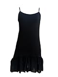Lace Trimmed Camisole Top Shirt Extender For Women Extra Long Tank - Plus Sizes,Medium/Large,Hi-low Ruffle Black