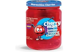 CherryMan Jumbo Topping Maraschino Cherries 12oz Jar (Pack of 3)