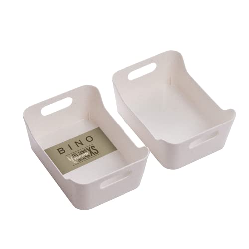 BINO Plastic Organizer Bins, X-Small, Beige, 2 Pack