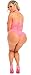 Cocolicious Women's Sexy Net Choker Cheeky Halter Neck Bodysuit Lingerie (One Size, Pink)