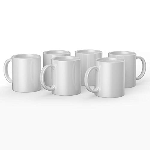 Cricut Ceramic Coffee Mug - Sublimation Blank - White - 12 oz/340 ml (6 Pack Bulk Bundle)