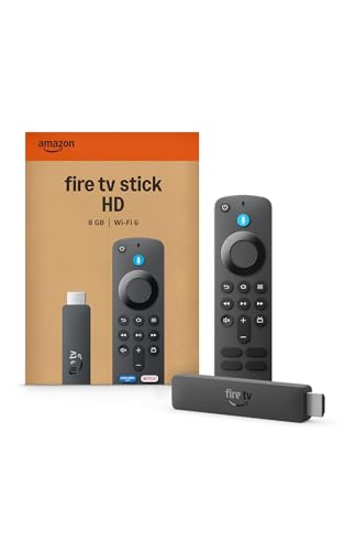 Amazon Fire TV Stick HD (neueste Generation), Free- und Live-TV-Inhalte, Alexa-Sprachfernbedienung, wird über den Fernseher mit Strom versorgt, mühelose Einrich