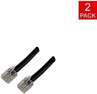 Robolt RJ12 Data Cable 6P6C (6x6) Flat Modular (2 Pack) Voice Data HAM HF Radio Cord Straight Wiring (1 Foot)