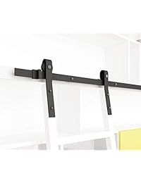 DIYHD   Escalera rústica negra para biblioteca corredera (sin escalera), 10FT Sliding Library Ladder Track