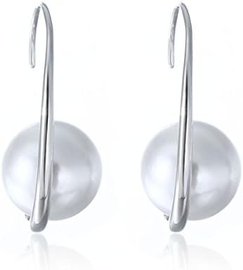 HONGYE JEWELRY Gold White Sterling Silver Button Pearl Dangle Stud Earrings